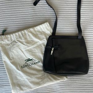 Longchamp black leather crossbody bag